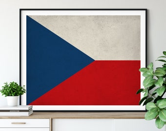 Czech Republic Flag Art, Flag Print, Prague, Flag Poster, Wall Art, Wall Decor, Housewarming Gifts, Flag Painting, Industrial Art, Rustic