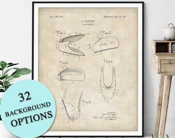 Ballet Toe Shield Patent Print - Customizable Blueprint Plan, Ballet Dancer Gift, Ballerina Poster, Teacher Instructor Gift, Pointe Shoe