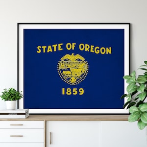 Oregon Flag Art, Oregon Flag Print, State Flag Poster, Vintage Flag Wall Decor, Living Room Art, Gallery Wall Ideas, Home Office Wall Art