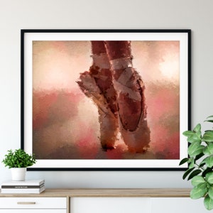 Ballet Print - &quot;En Pointe&quot; - Ballet Dancer Gift, Ballerina Oil Painting, Ballet Slipper Wall Art, Ballet Shoes Wall Decor, Dance Artwork