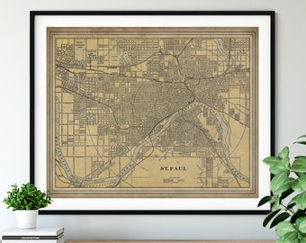 1901 St Paul Minnesota Map Print, Vintage St Paul Map Art, Antique St Paul MN Street Map, St Paul Art, Old Maps, St Paul Print, Gift