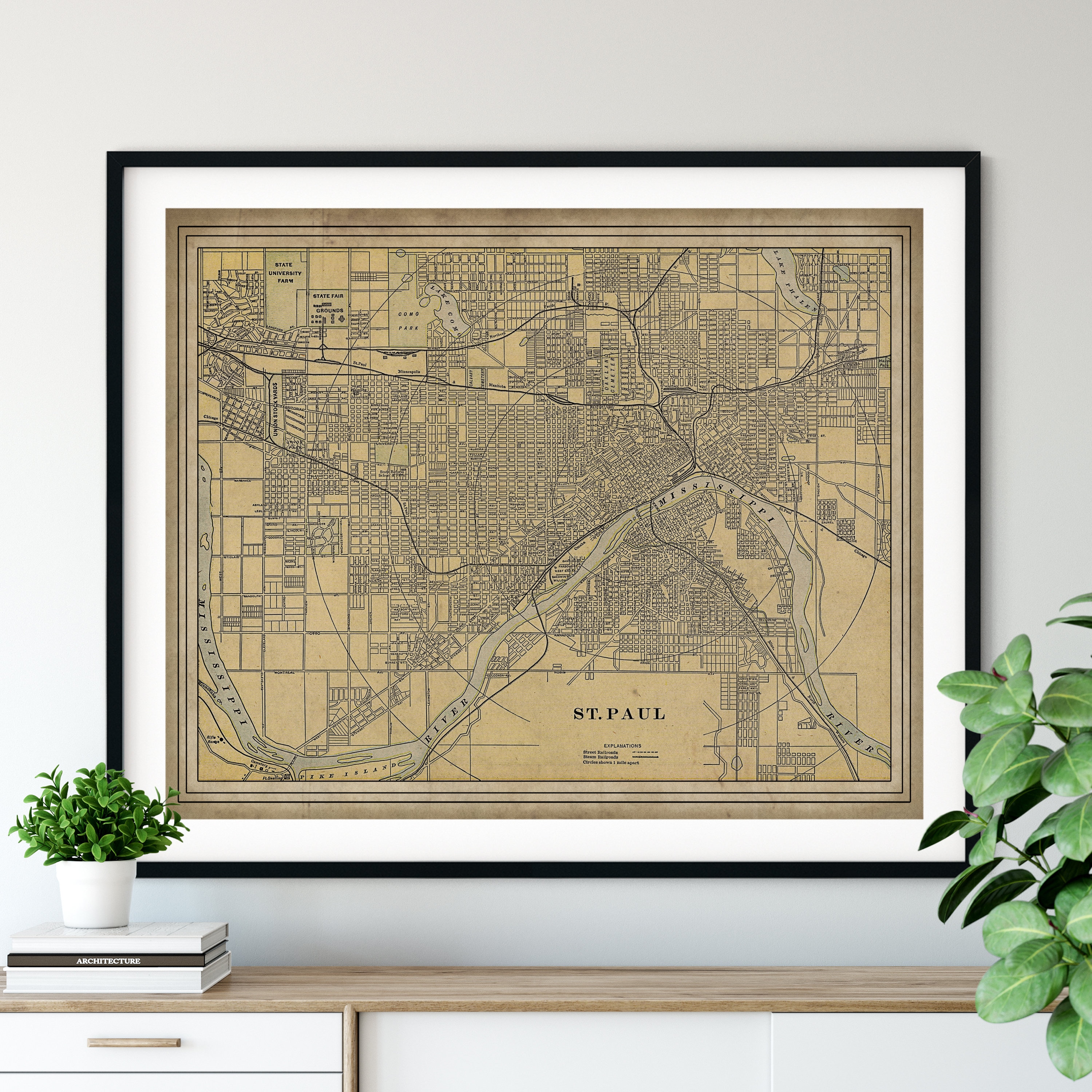 Old Map of St. Paul minnesota Saint Paul Map Fine Print 