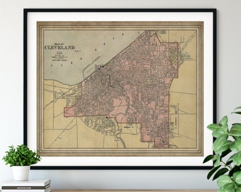 1891 Cleveland Ohio Map Print, Vintage Map Art, Antique Cleveland Map, Old Map, Cleveland Art, Cleveland Print, Neighborhood Map, Gift