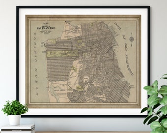 1901 San Francisco California Map Print, Vintage Map Art, Antique Map, San Francisco Map, Old Maps, San Francisco Print, San Francisco Art