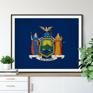 New York Flag Art, New York Flag Print, Flag Poster, State Flag, Flag Painting, Vintage Flag, New York Art, New York Gifts, NYC, NY Art