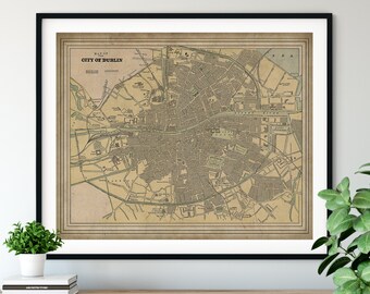 1901 Dublin Map Print, Vintage Dublin Map Art, Antique Map, Old Map, Dublin Print, Dublin Art, Dublin Ireland Art, Ireland Map, Irish Gifts