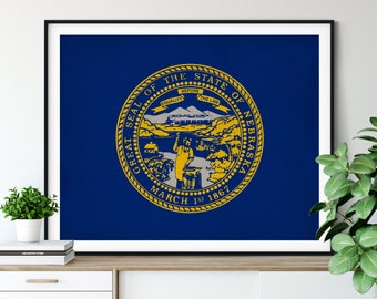 Nebraska Flag Art, Nebraska Flag Print, State Flag Poster, NE Flag Painting, Living Room Art, Gallery Wall Ideas, State Pride Gifts, Hallway