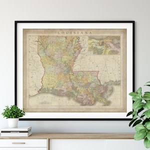 1897 Louisiana Map Print: Vintage State Wall Art