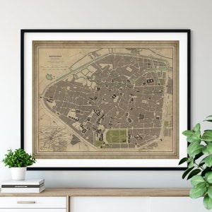 1837 Brussels Belgium Map, Vintage Map Art, Antique Map Print, Brussels Map, Old Map, Brussels Print, Brussels Poster, Brussels Art, Gift
