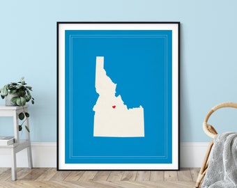 Custom Idaho State Art, Customized State Map Art, Personalized Gift, Idaho Art, Heart Map, Idaho Map, Hometown Love Map, Idaho Print