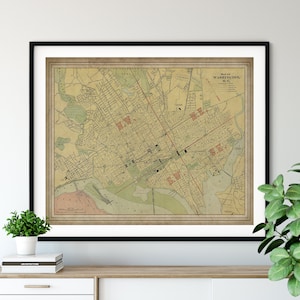 1897 Washington DC Map Print, vintage Map Art, Antique Map Wall Art, Washington DC Neighborhood Map, Old Map, Washington DC Art, Street Map