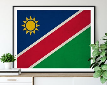 Namibia Flag Print, Namibia Flag Art, Flag Poster, Housewarming Gift, Namibia Art, Home Office Art, Vintage African Flag, Namibia Prints