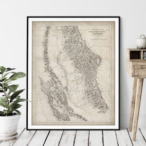 1848 California Gold & Quicksilver Map Print - Vintage Map Art, Antique Map, Old Map Poster, History Buff Gift, Gold Discovery, Silver Mines