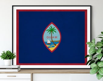 Guam Flag Art, Guam Flag Print, Guam Poster, Guam Art, Guam Gifts, Guam Wall Art, Living Room Wall Decor, Contemporary Prints, Micronesia