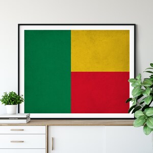 Benin Flag Art, Benin Flag Print, Flag Poster, Country Flags, Benin Poster, African Flag Art, Benin Pride, Housewarming Gifts, Flag Painting