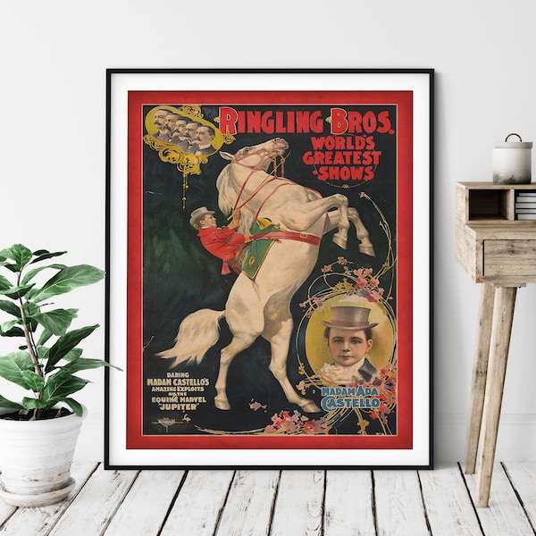 1899 Vintage Ringling Brothers Print - Antieke Circus Poster, Circus Kunst, Circus Wall Art, Dancing Horses, Equestrian Gift, Horse Lover Gift