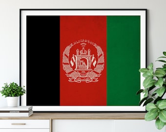 Afghanistan Flag Print, Afghanistan Flag Art, Flag Poster, Flag Wall Art, Afghanistan Art, Afghani Gifts, Afghanistan Print, Living Room Art