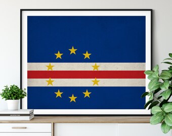 Cape Verde Flag Art, Cape Verde Flag Print, Flag Poster, Country Flags, Flag Painting, African Flags, Wall Decor, Living Room Wall Art