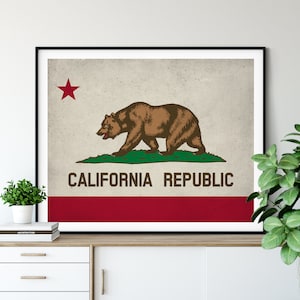 California Flag Art, California Flag Print, State Flag Poster, State Flags, Flag Painting, California Poster, Cali CA, California Gifts