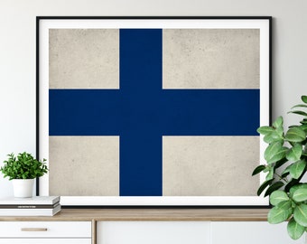 Finland Flag Art, Finland Flag Print, Flag Poster, Country Flags, Finland Poster, Wall Art, Helsinki, Finnish Flag, Flag Painting, Gifts