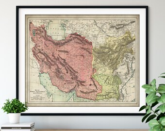 1897 Persia, Afghanistan, Baluchistan Map Print - Vintage Map Art, Antique Map Wall Art, Old Map Poster, Caspian Sea, Persian Gulf, Gift