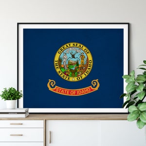 Idaho Flag Art, Idaho Flag Print, Idaho Poster, State Flags, Idaho Art, Idaho Gifts, Idaho Wall Art, Living Room Wall Decor, Contemporary