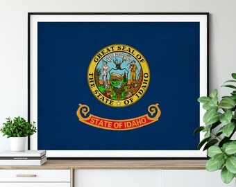 Idaho Flag Art, Idaho Flag Print, Idaho Poster, State Flags, Idaho Art, Idaho Gifts, Idaho Wall Art, Living Room Wall Decor, Contemporary