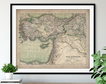 1892 Asia Citerior Map Print, Vintage Map Art, Antique Map, Old Map, Ancient Greece Wall Art, Mesopotamia Cappadocia Syria Armenia Cyprus