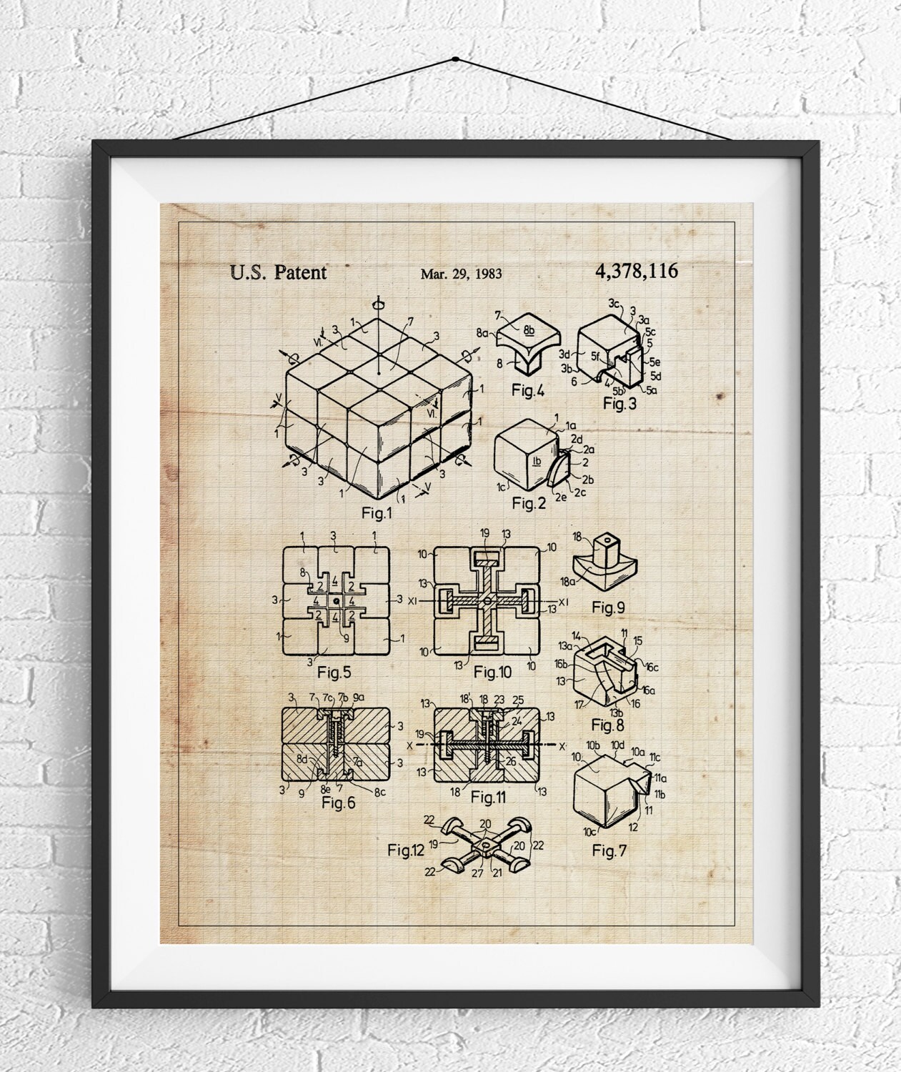 rubiks cube patent print game room art toy art rubiks cube art