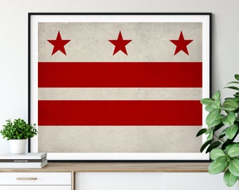 Washington DC Flag Art, Washington DC Flag Print, Flag Poster, DC State Flag, Flag Painting, Housewarming Gift, Washington dc Art