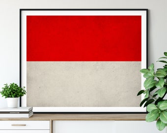 Indonesia Flag Print, Indonesia Flag Art, Indonesian Gifts, Flag Poster, Housewarming Gift, Indonesia Art, Home Office Art, Vintage Flag