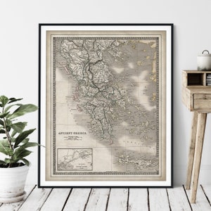 1836 Ancient Greece Map Print, Vintage Greek Map Art, Antique Map, Old Map, Greece Print, Greece Art, Macedonia, Arcadia, Crete, Athens