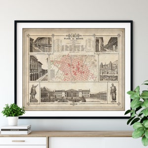 1890 Bogota, Colombia Map Print - Vintage Map Art, Antique Map, Old Map Poster, Colombian Wall Art, City Plan Map, Bolivar Square Street Map