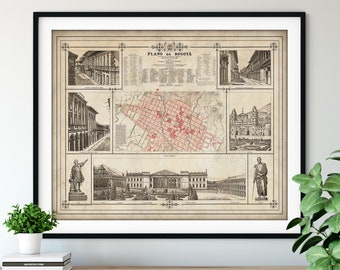 1890 Bogota, Colombia Map Print - Vintage Map Art, Antique Map, Old Map Poster, Colombian Wall Art, City Plan Map, Bolivar Square Street Map