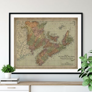 1897 Maritime Provinces of Canada Map Print, Carte du Nouveau-Brunswick, Carte de la Nouvelle-Écosse, Ile-du-Prince-Édouard. vintage Map Art, Antique Map, Old Map