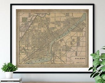 1901 Toledo Ohio Map Print, Vintage Map Art, Antique Map Wall Art, Ohio Art, Old Maps, Toledo Print, Toledo Art, Ohio Gift, Ohio Art