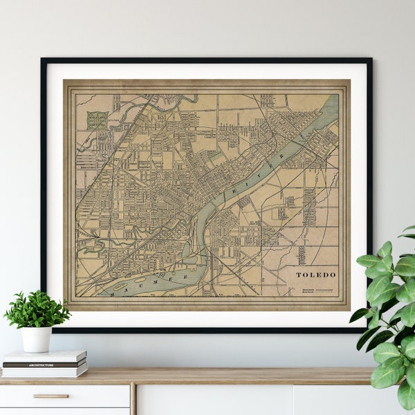 1901 Toledo Ohio Map Print, Vintage Map Art, Antique Map Wall Art, Ohio Art, Old Maps, Toledo Print, Toledo Art, Ohio Gift, Ohio Art