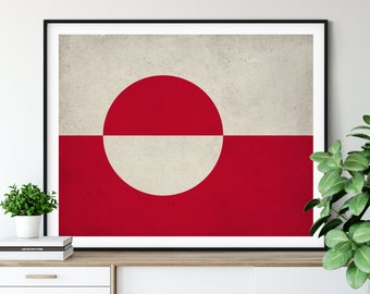 Greenland Flag Art, Greenland Flag Print, Flag Poster, Country Flags, Greenland Painting, Flag Painting, Housewarming Gift, Gifts for Him