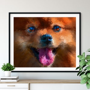 Pomeranian Print, Pomeranian Art, Pomeranian Gifts, Close up Dog Portrait, Pet Oil Painting, Dog Lover Gift, Dog Decor, Dog Mom Dog Dad Gift