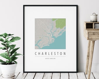 Charleston SC Map Print - Modern Charleston Art, Minimalist Charleston Print, Charleston Gifts, Charleston South Carolina Wall Art, City Map