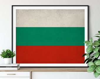 Bulgaria Flag Print, Bulgaria Flag Art, Bulgarian Flag, Bulgaria Gifts, Flag Poster, Housewarming Gift, Vintage Flag Wall Art, Flag Painting