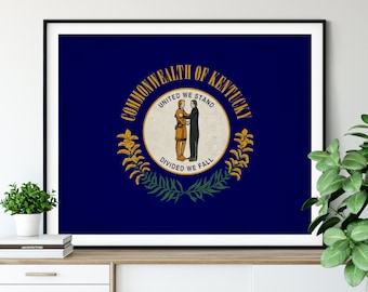 Kentucky Flag Art, Kentucky Flag Print, State Flag Poster, Vintage Flag Painting, Kentucky Poster, Patriotic Gifts, Kentucky State Pride