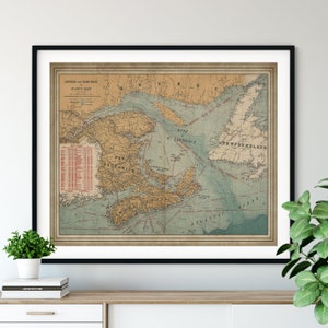 1915 Atlantic Canada Map Print, Coast Sailing Map, Lighthouse Print, vintage Map Art, Antique Map, Old Map, Nautical Chart, Sailing Gift