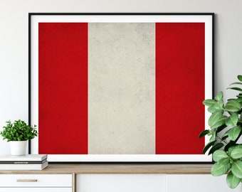 Peru Flag Art, Peru Flag Print, Peruvian Flag Poster, Country Flags, Peru Flag Poster, Wall Art, Peru Painting, Housewarming Gift Idea