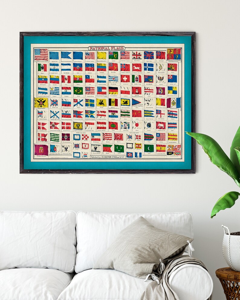 Vintage National Flags Art Print: World Flag Educational Chart - Etsy