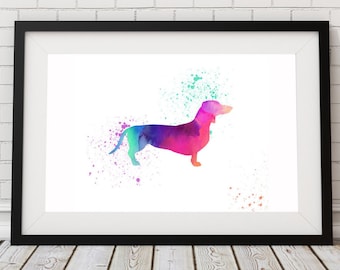 Dachshund Watercolor Print - Dog Print - Watercolor Art, Dachshund Painting - Animal Art - Watercolor Dog Painting - Poster - Dog Lover Gift