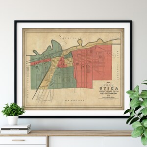 1876 Utica, NY Map Print - vintage Map Art, Antique Map, Old Map Poster, Atlas Wall Art, College City Street Map, New York, Utica Gifts