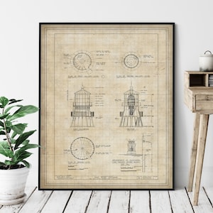 Point Reyes Lighthouse Elevation Print - Lighthouse Art, Architectural Drawing, Nautical Wall Decor, Coastal Print, National Seashore, Gift