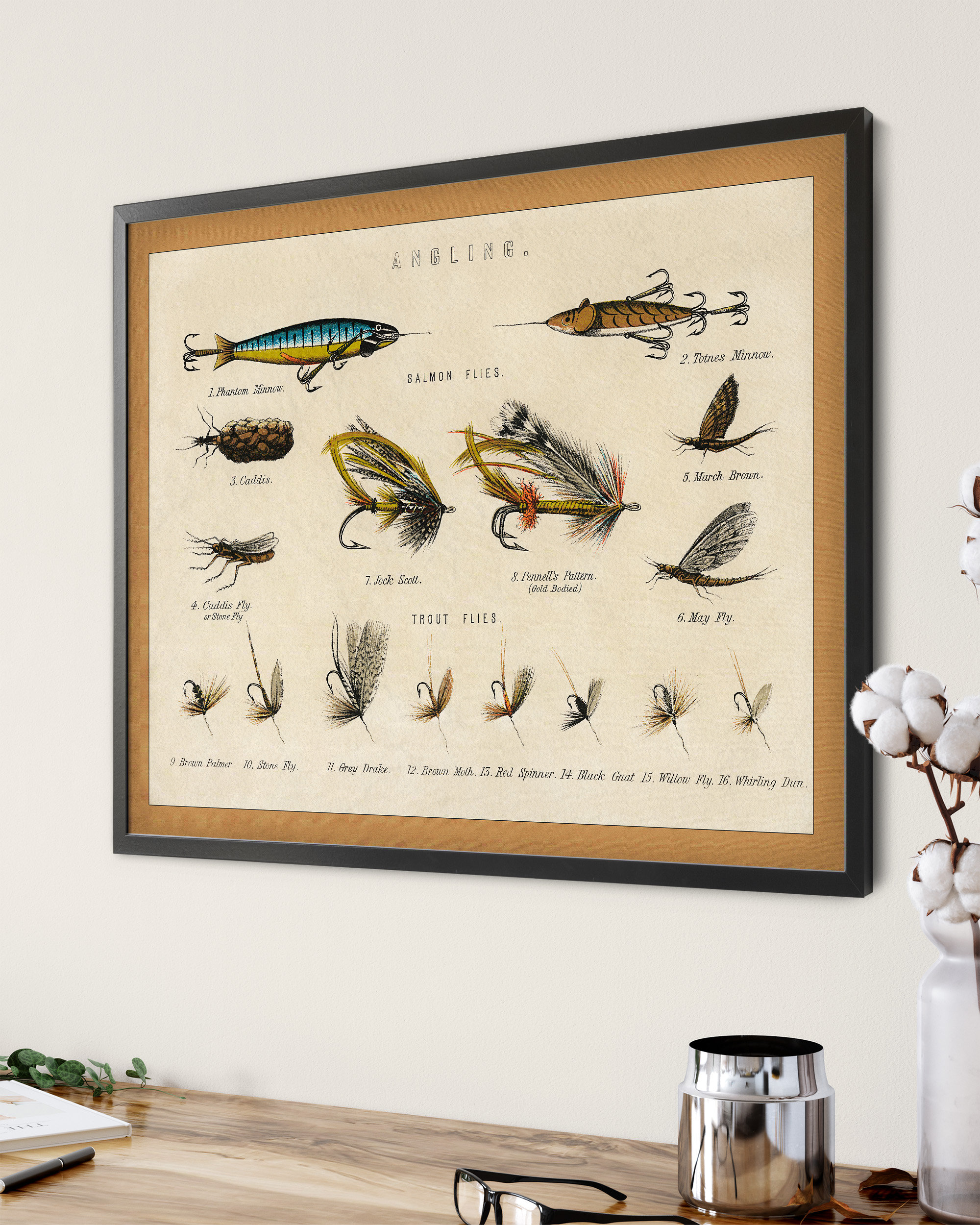 Trout Flies Fishing Print Fly Fishing Art Fishing Decor Art Old Prints Lake  Cabin Decor Antique Prints Fishing Wall Art Home Decor Wall Art -   Israel