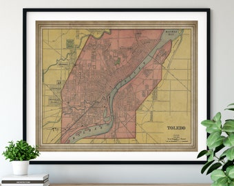 1903 Toledo Ohio Map Print, Vintage Map Art, Antique Map Wall Art, Toledo OH Art, Old Maps, Toledo Print, Toledo Art, Toledo Gift, Ohio Art